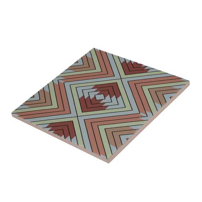 South West American Indian Style Patterned Art Tile (Side)