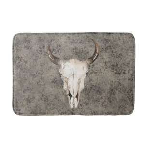 South-West Rustic Ranch Skull Brown Splatter Bath Mat