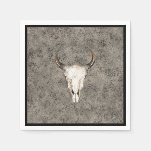 South-West Rustic Ranch Skull Brown Splatter Napkin