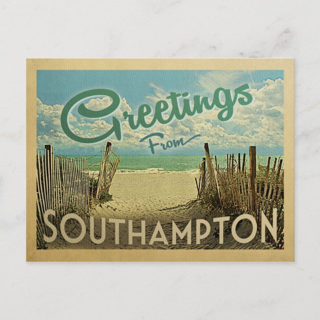 Southampton Beach Vintage Travel Postcard (Front)