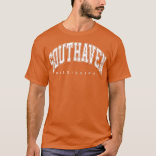 Southaven Mississippi MS Varsity Style White Text T-Shirt