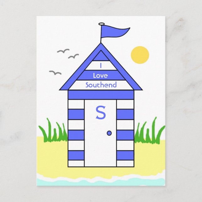 Southend-On-Sea Beach Hut Postcard (Front)