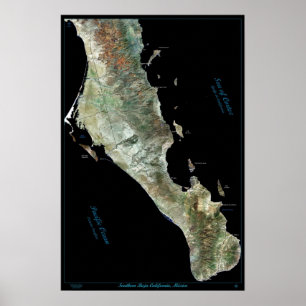 Southern Baja California, Mexico satellite poster