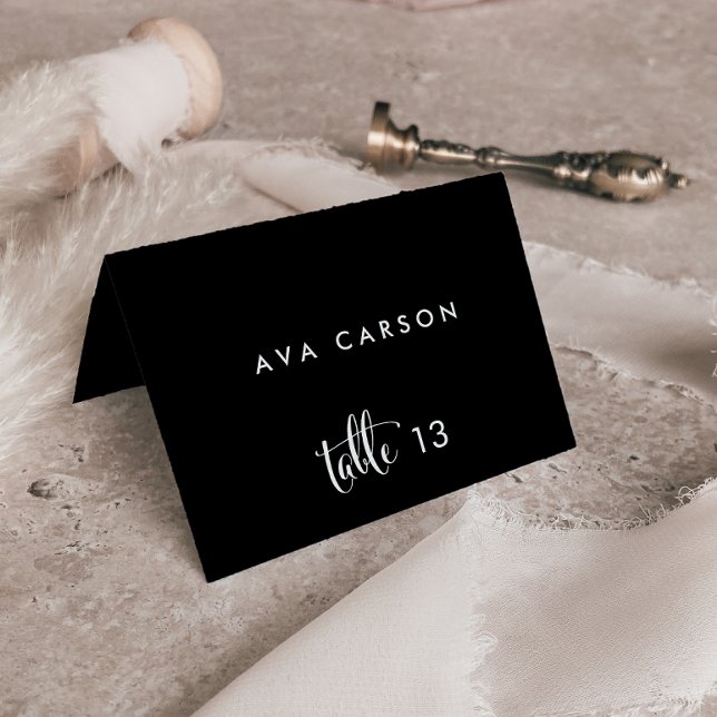 Southern Belle Calligraphy | Black Escort Card (Creator Uploaded)