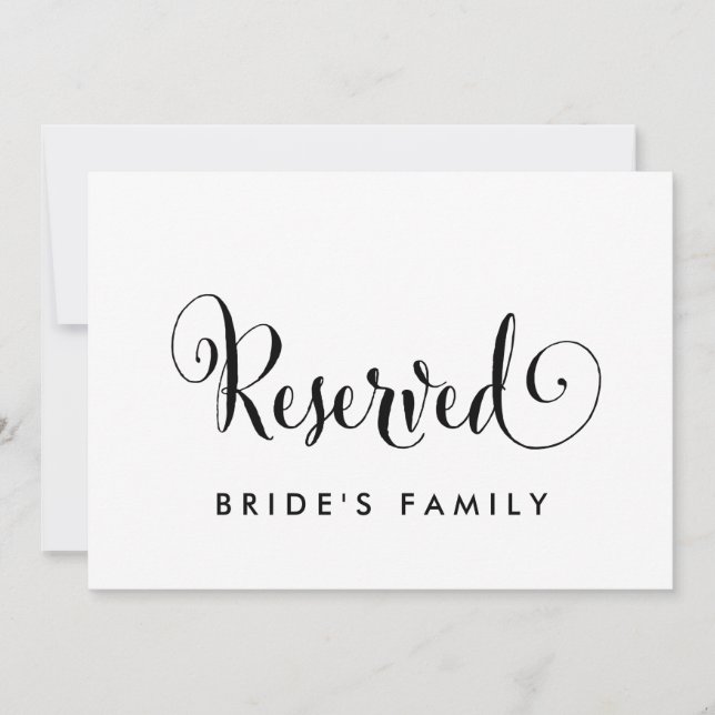 Southern Belle Calligraphy Reserved Sign (Front)