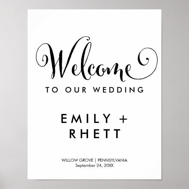 Southern Belle Calligraphy Welcome Wedding Poster (Front)