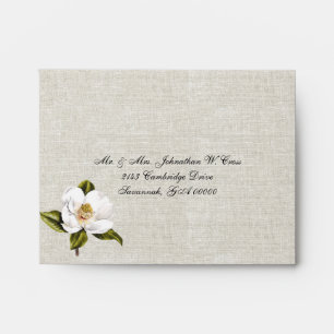 Southern Belle Magnolia Custom Wedding RSVP Envelopes