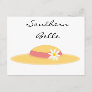 Southern Belle Summer Daisy Hat Cute Cartoon Postcard
