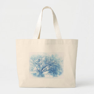 Southern Blue Oak Toile Large Tote Bag