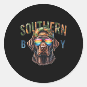 Southern Boy Hunting Dog Labrador Western Hunting  Classic Round Sticker