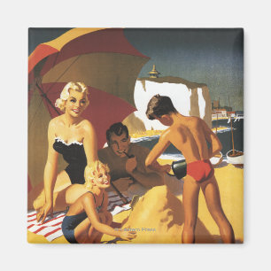 Southern British Railways Family on Beach Magnet