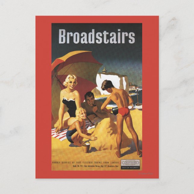 Southern British Railways Family on Beach Postcard (Front)