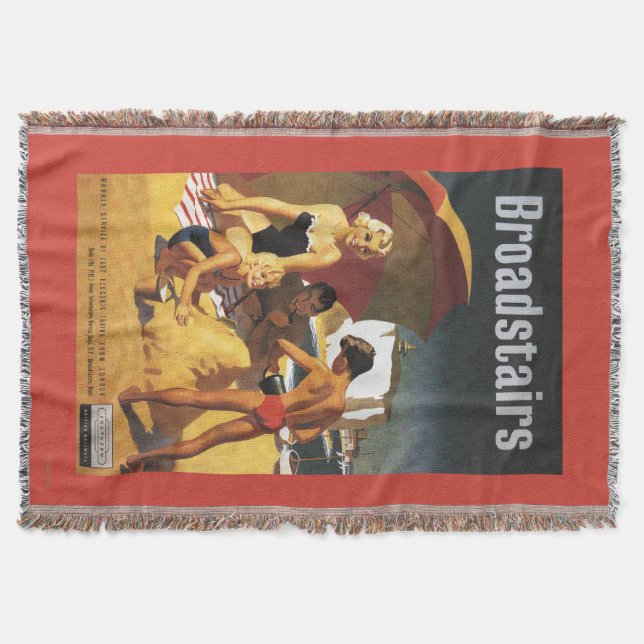 Southern British Railways Family on Beach Throw Blanket (Front)