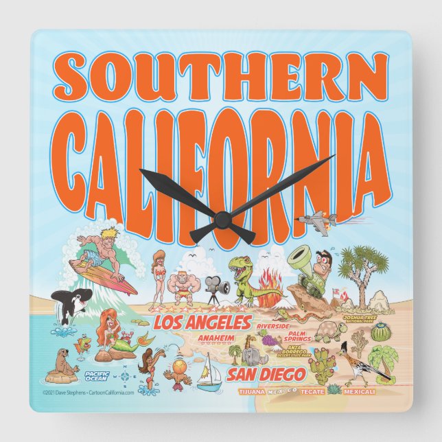 Southern California Acrylic Wall Clock (Front)