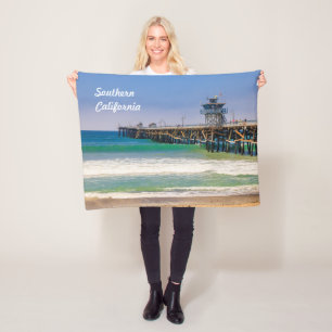 Southern California beach and pier in San Clemente Fleece Blanket