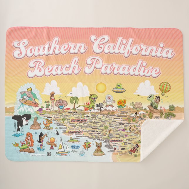 Southern California Beach Paradise Fleece Blanket (Front (Horizontal))