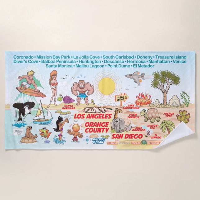 Southern California Beaches Beach Towel (Front)