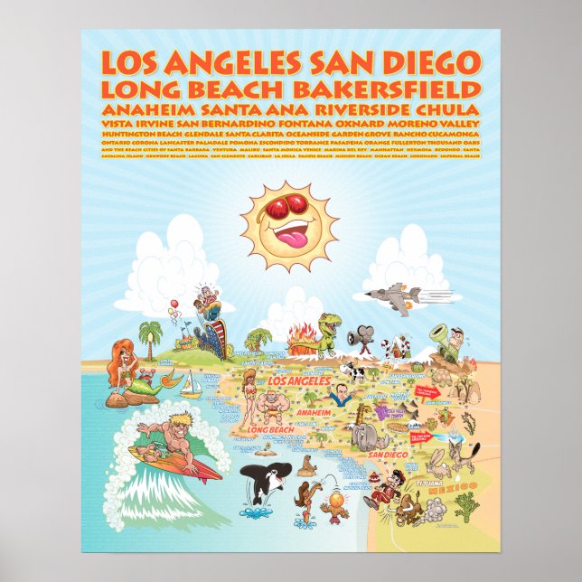 Southern California Cities 16x20 Poster (Front)