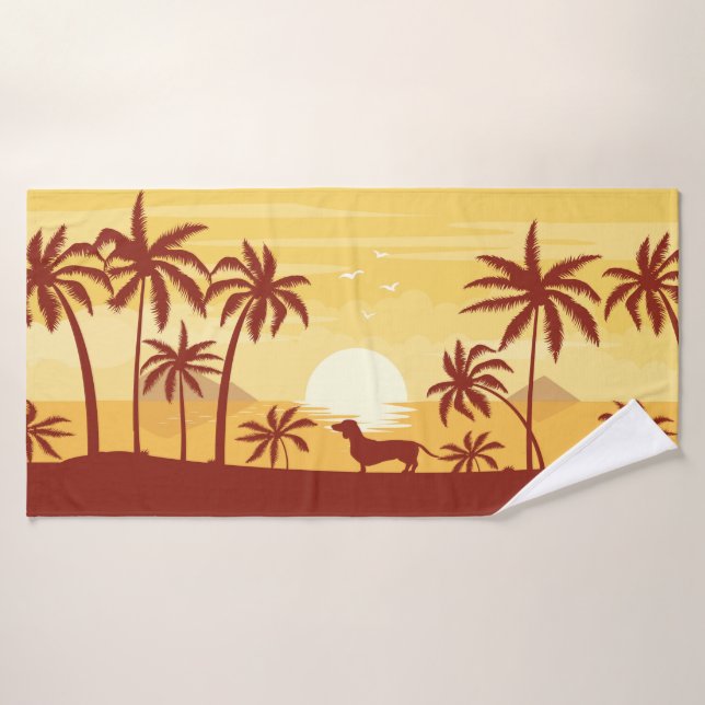 Southern California Dachshund Beach Towel Sunset (Bath Towel)