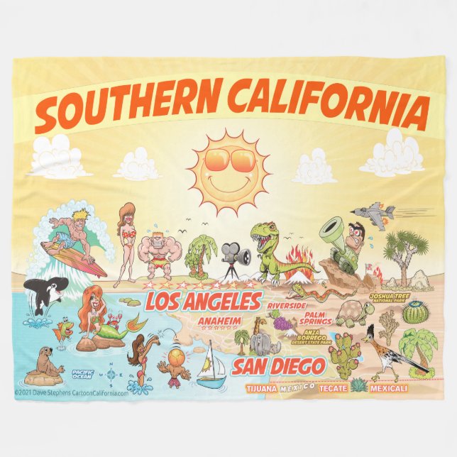 Southern California Fleece Blanket (Front (Horizontal))