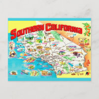 Southern California Map Postcard