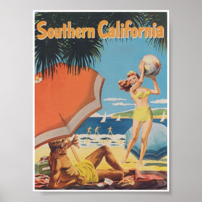 Southern California Retro Vintage Travel Poster (Front)