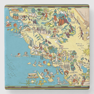 Southern California Vintage Pictorial Map Stone Coaster