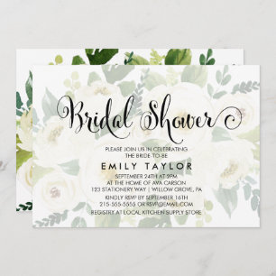 Southern Calligraphy Faded Floral Bridal Shower Invitation