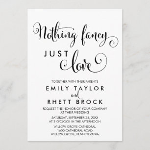 Southern Calligraphy Nothing Fancy Just Love Invitation