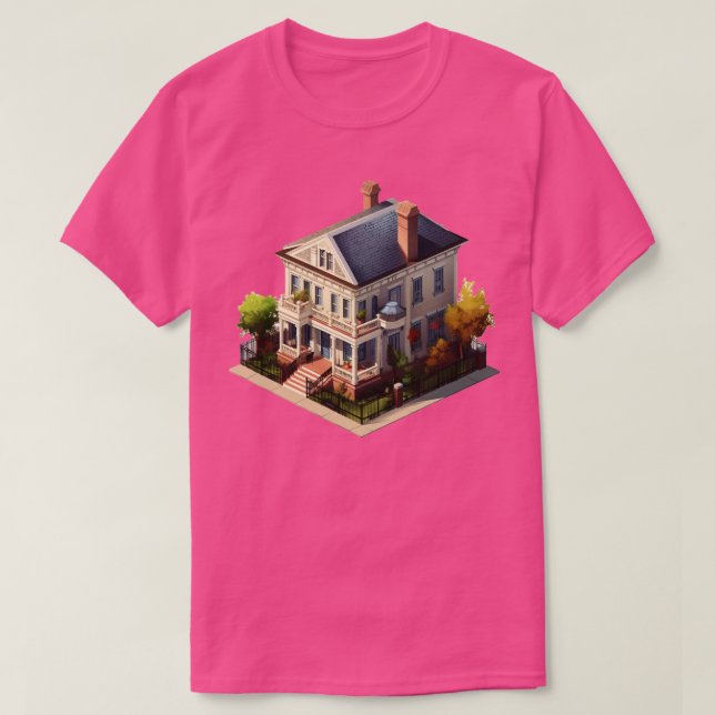 Southern Charleston House Isometric Design T-Shirt (Design Front)