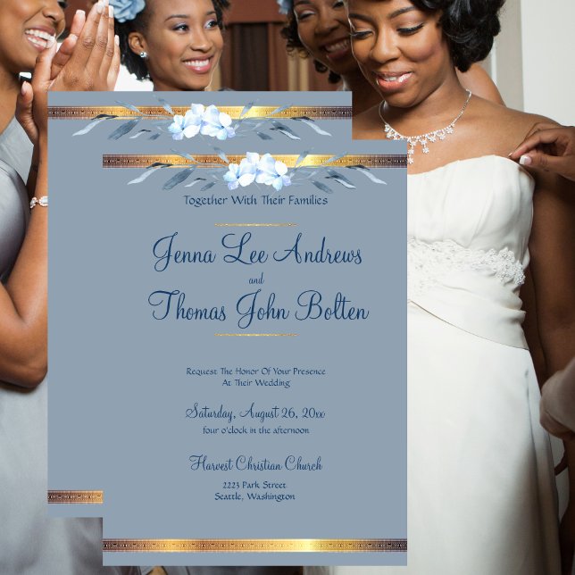 Southern Charm Dusty Blue Wedding Invitation (Creator Uploaded)