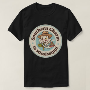 Southern Charm_ Mississippi Magnolia Flower Retro T-Shirt