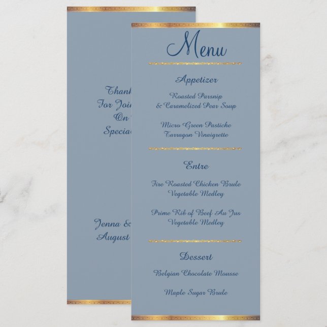 Southern Charm, Wedding Menu (Front/Back)