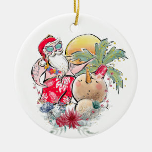 Southern Christmas Hot Holly Jolly Santa Claus Ceramic Tree Decoration