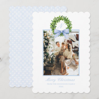 Southern Coastal Grandmillennial Scallop Polka Dot Holiday Card