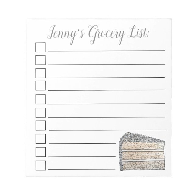 Southern Coconut Frosting Layer Cake Slice Dessert Notepad (Front)