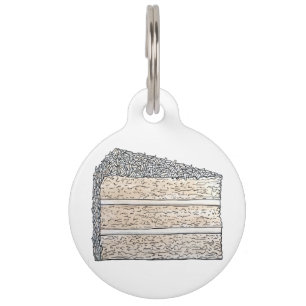 Southern Coconut Frosting Layer Cake Slice Dessert Pet Tag