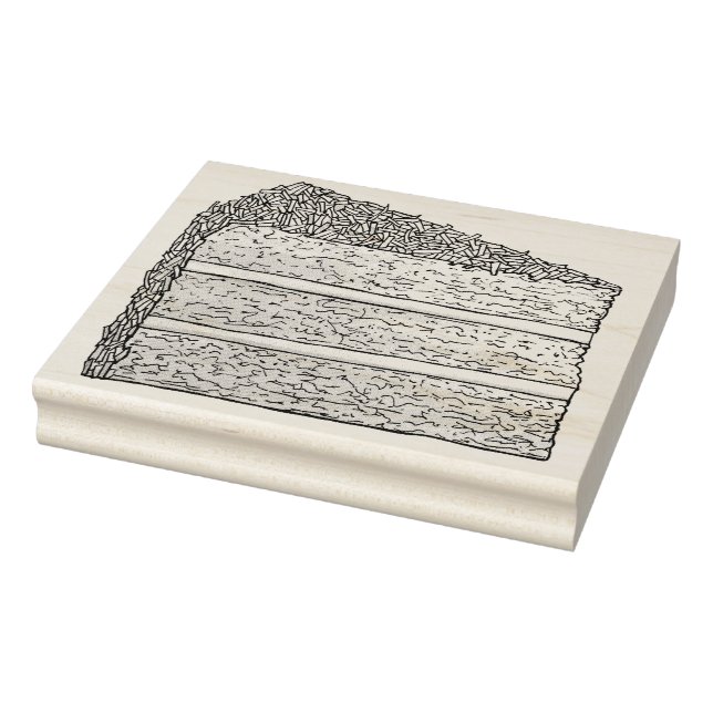 Southern Coconut Frosting Layer Cake Slice Dessert Rubber Stamp (Stamp)