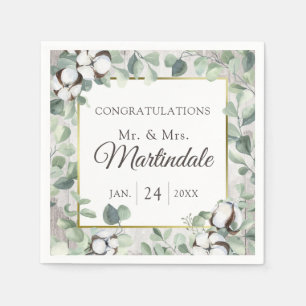 Southern Country Cotton Boll Botanical Rustic Wood Napkin