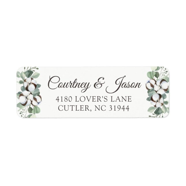 Southern Country Cotton Boll Rustic Wood Address L (Front)