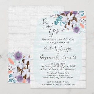 Southern Country Cotton Floral Engagement Party Invitation