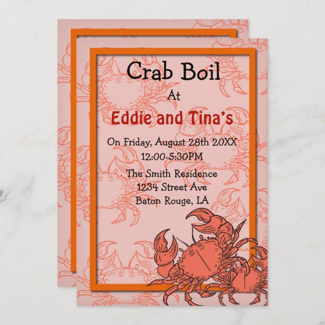 Southern Crab Boil Invitation (Front/Back)