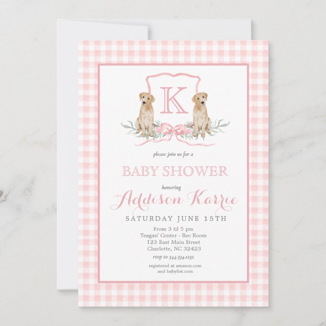 Southern dog Monogram Crest Baby Shower Invitation (Front)