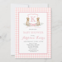 Southern dog Monogram Crest Baby Shower Invitation