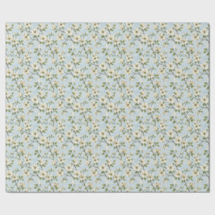 Southern Dogwood Blossom Pattern on Soft Blue Wrapping Paper