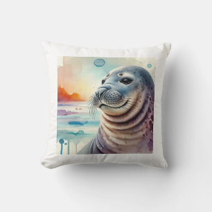Southern Elephant Seal 300724AREF143 - Watercolor Cushion