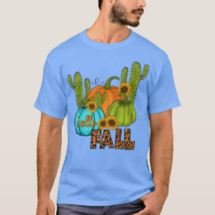 Southern Fall Cactus Pumpkin Graphic Tee for Women