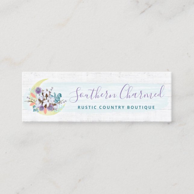 Southern Floral Cotton Moon & Wood Social Media Mini Business Card (Front)