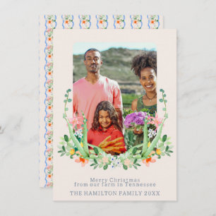 Southern Floral Crest Family Photo  Holiday Card
