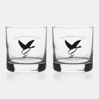 Southern Fly LLC. logo whiskey glass - 2 set